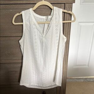 White Sleeveless Tank Top with V-Neckline
